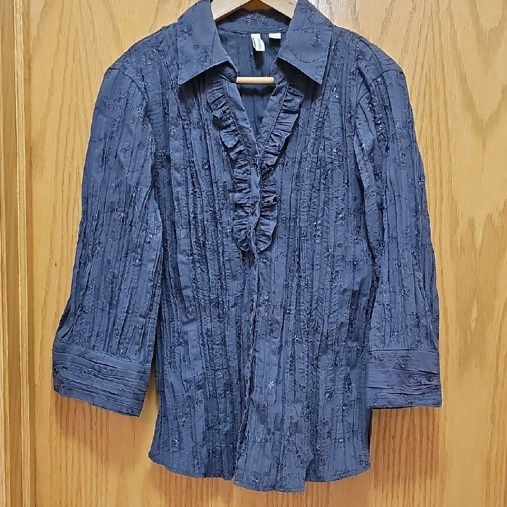 St. John's Bay Charcoal Embroidered Blouse